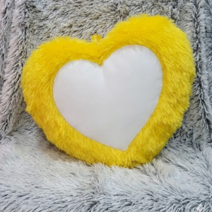 Yellow Heart Fur Cushion Personalized Custom Photo Pillow
