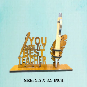 You Are My Best Teacher Pen Stand with personalized engraving, wooden teacher gift, desk organizer with pen holder, Teachers Day appreciation gift for educators and mentors.