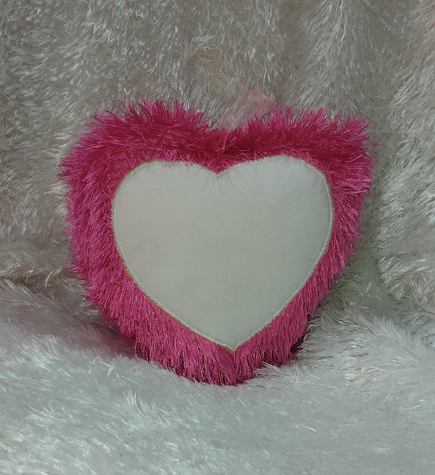 Heart Shape Fur Cushions | Personalized Photo-Pink Colour