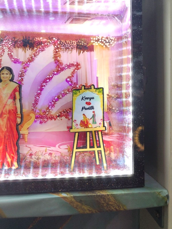 Couple with Grand Wedding Stage Background β Cutout Miniature LED BOX MAZ03 β A4 Size - Image 3
