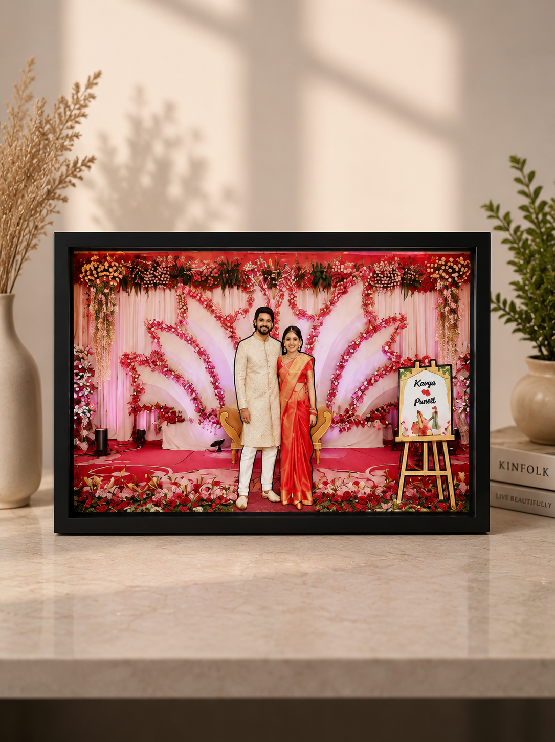 Couple with Grand Wedding Stage Background β Cutout Miniature LED BOX MAZ03 β A4 Size - Image 5