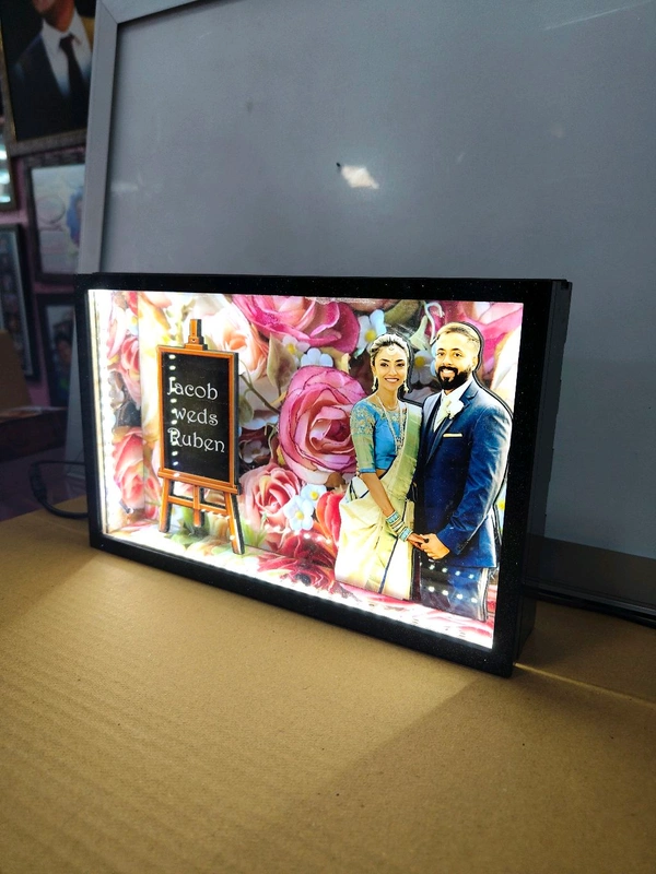 Couple with Floral Background โ Miniature LED BOX MAZ07 โ A4 Size - Image 4