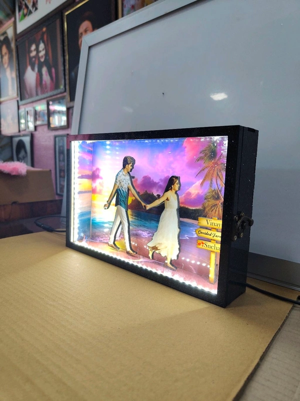 Couple Walking on Beach β Cutout Miniature LED BOX MAZ07 β A4 Size - Image 4
