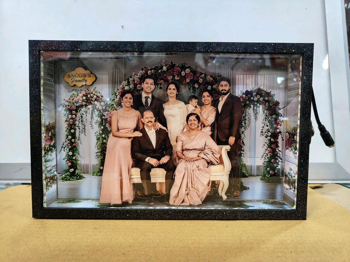 Family in Formal Suite โ Cutout Miniature LED BOX MAZ08 โ A4 Size - Image 5