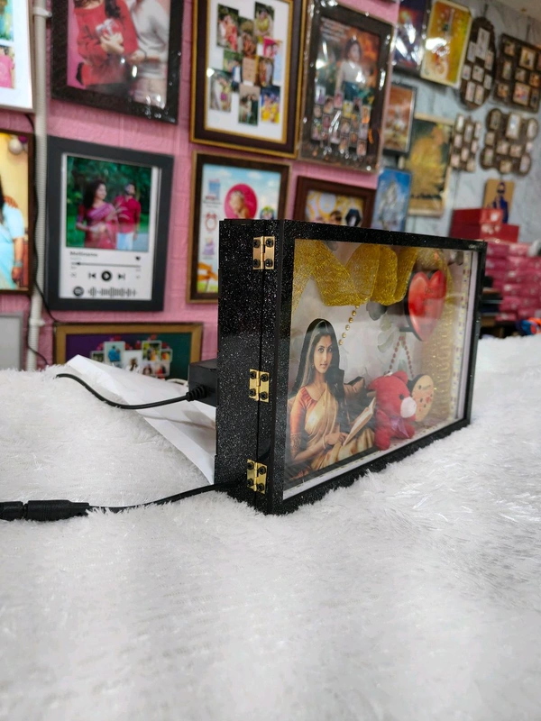 Girl with Golden Zari – Cutout Miniature LED BOX MAZ06 – A4 Size - Image 5