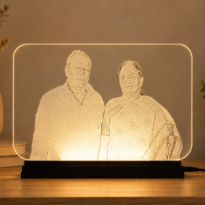 Photo engraved clear acrylic with LED base rectangle shape